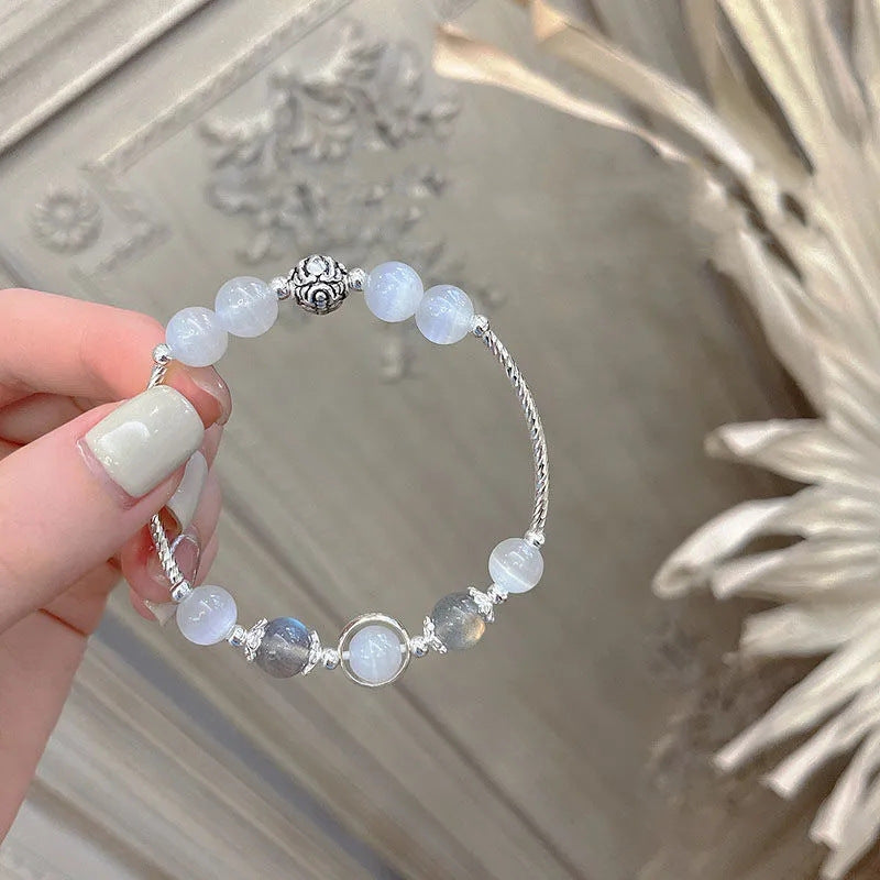Wholesale Star Moon Moonstone Beaded Bracelet
